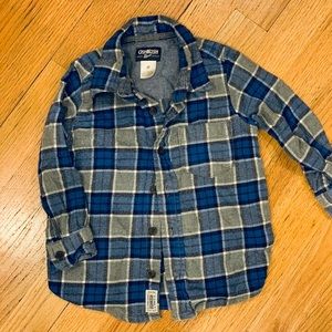 Blue & Gray Plaid Flannel Button-up